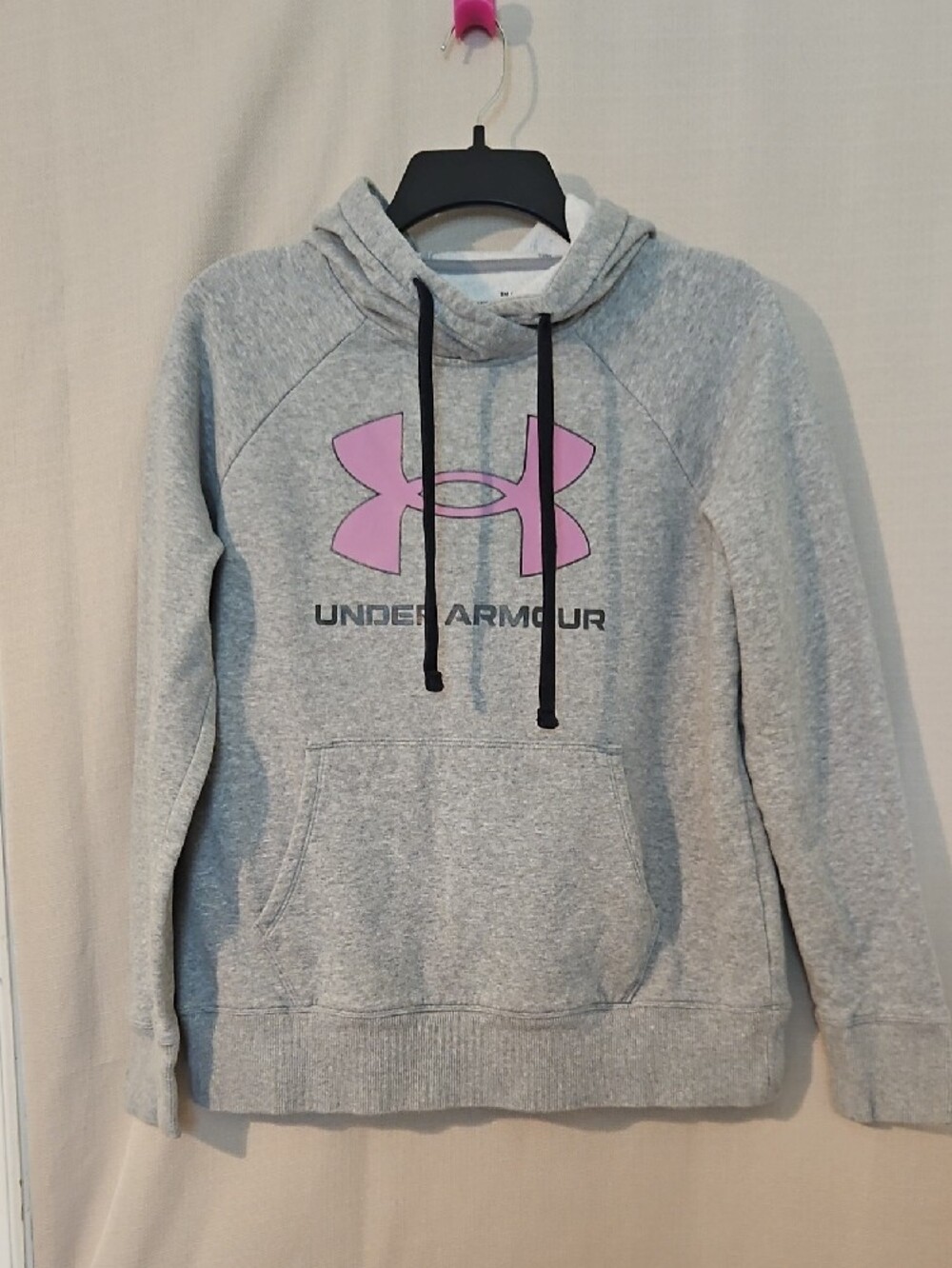 Under Armour Gray Hoodie with Pink Logo